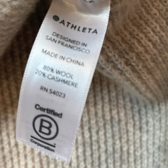 ATHLETA Wool Cashmere Turin Sweater Size Medium Light Grey Heather MSRP $178 - Picture 7 of 11